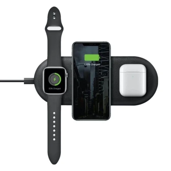 Energea WiDisc Trio 3 in 1 Wireless Charging Pad - Black